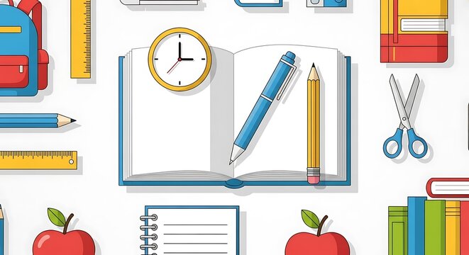 Back to School Supplies and Education Elements Illustration.