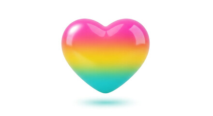 Colorful heart with rainbow gradient, symbol of love, pride, and diversity isolated on white background, perfect for valentines day