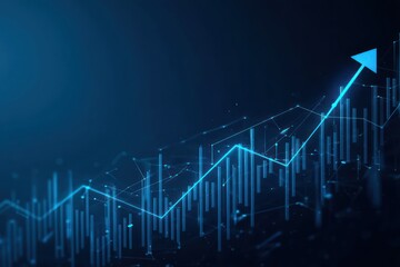 Arrows abstract financial graph with uptrend line bar chart