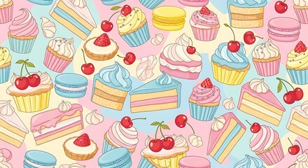 Sweet Treats Galore - A Colorful Dessert Pattern.