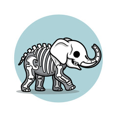 Fototapeta premium Adorable Elephant Skeleton Walking Pose Cartoon Illustration