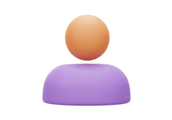 3D avatar icon PNG isolated on transparent background, simple user profile symbol for social media and website design