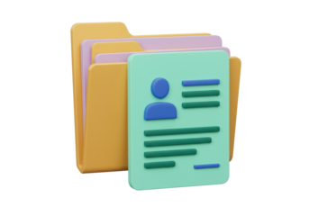 Colorful folder with documents PNG isolated on transparent background, file management and organization concept