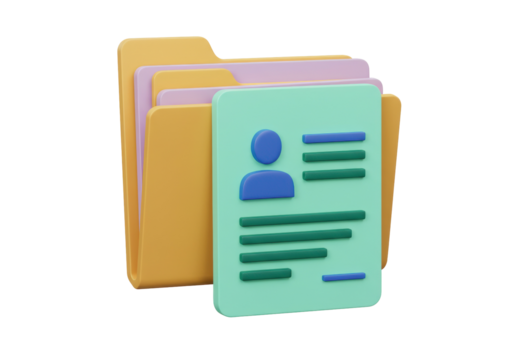 Colorful folder with documents PNG isolated on transparent background, file management and organization concept