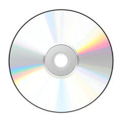 Silver Compact Disc with Rainbow Refraction on Black shiny
