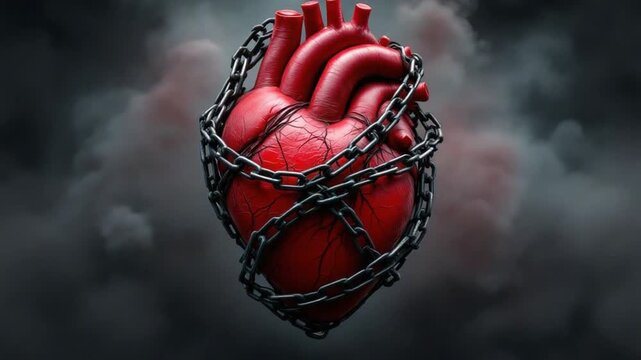 Heart in Chains - A Symbol of Emotional Confinement and Inner Turmoil.