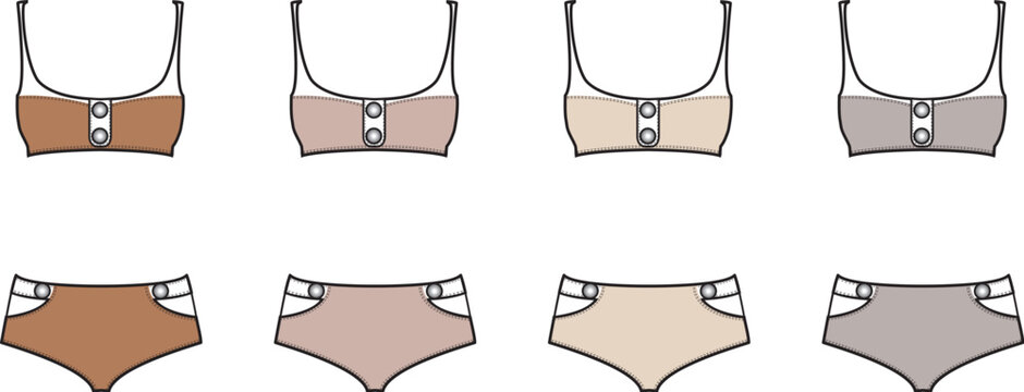 Swimsuit Design Variations A Collection of Stylish Two-Piece Swimwear Concepts for Summer Fashion