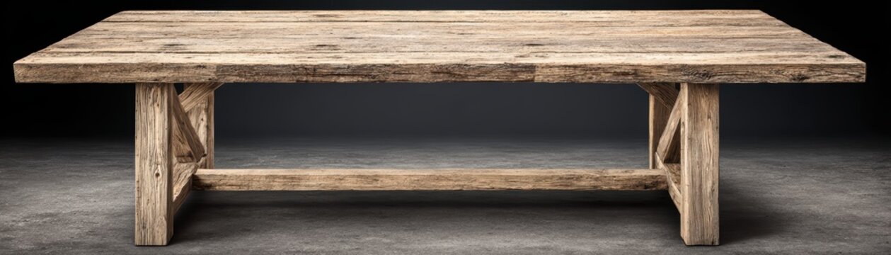 Long Narrow Rustic Wooden Bench Crafted from Reclaimed Timber with Simple Design for Indoor and Outdoor Use