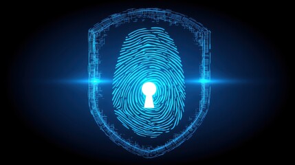 Digital security measures protecting data with fingerprint technology cyber world graphic design virtual environment high-tech concept