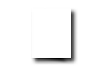 Floating Paper with Realistic Shadow Effect, Blank Sheet Isolated with Soft Drop Shadow, Document Mockup with Black Ground Shadow Overlay