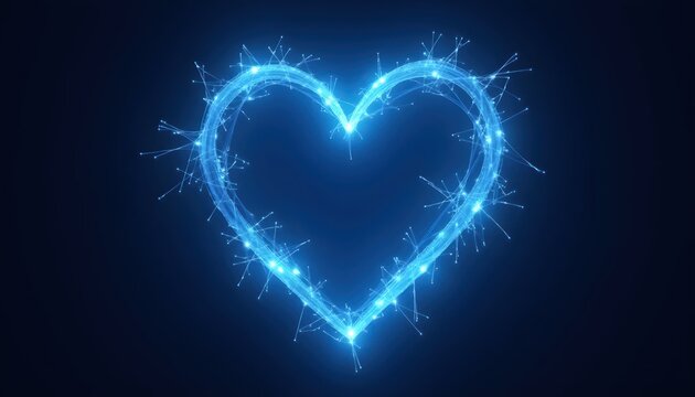 Cyber Light Geometry Illuminating Symbolic Heart-Shaped Network