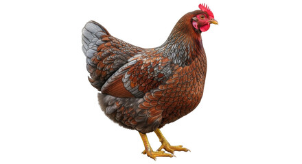 Isolated Brown Chicken Hen Standing Profile View Poultry Fowl Farm Bird Close Up, Poultry