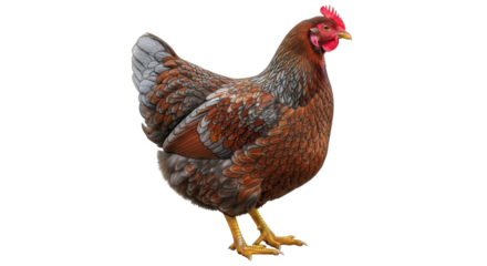 Isolated Brown Chicken Hen Standing Profile View Poultry Fowl Farm Bird Close Up, Poultry