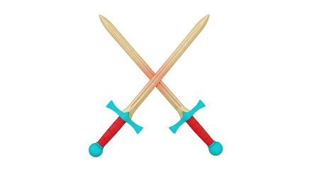 Isolated Toy Swords Crossed, Colorful Children's Play, Fantasy Role-Playing Prop Concept