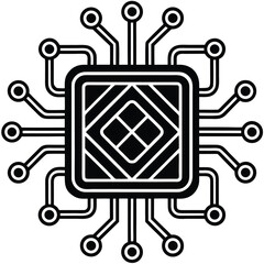quantum computing chip icon  outline vector .eps