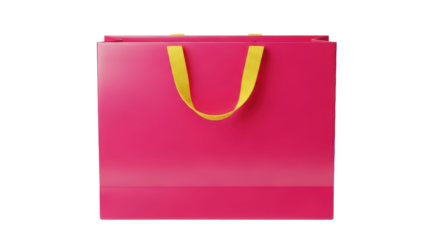 Isolated pink paper bag with handles offers shopping convenience and stylish gift presentation