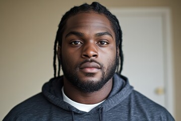 Selective focus. Human emotion of embarrassment captured in an authentic candid portrait.