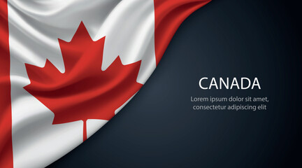 Canada national flag with smooth fabric texture background