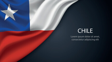 Chile national flag with smooth fabric texture background