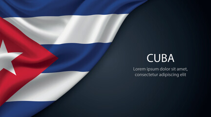 Cuba national flag with smooth fabric texture background