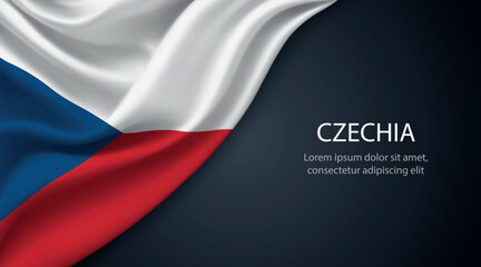Czechia national flag with smooth fabric texture background
