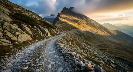 Mountain Road to the Summit - A Scenic Alpine Adventure.