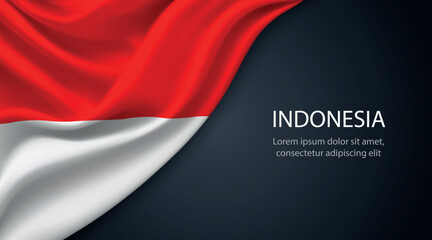 Indonesia national flag with smooth fabric texture background