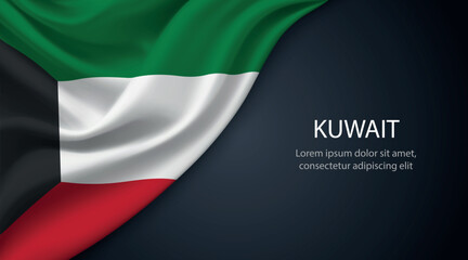 Obraz premium Kuwait national flag with smooth fabric texture background