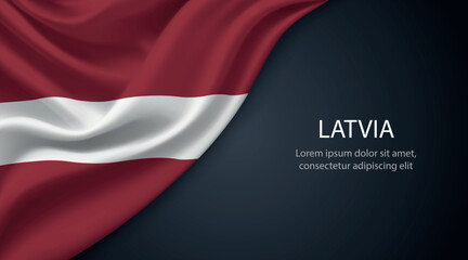 Latvia national flag with smooth fabric texture background