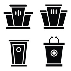Four distinct silhouette icons of podiums and lecterns representing public speaking and presentation platforms silhouette