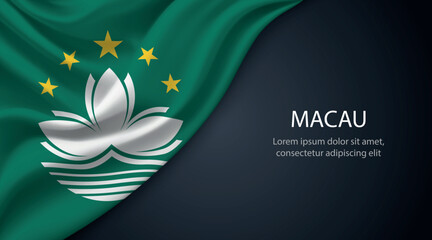Macau national flag with smooth fabric texture background