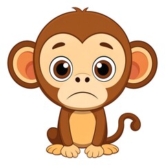 Fototapeta premium Adorable, cartoon-style monkey with large eyes, sitting down