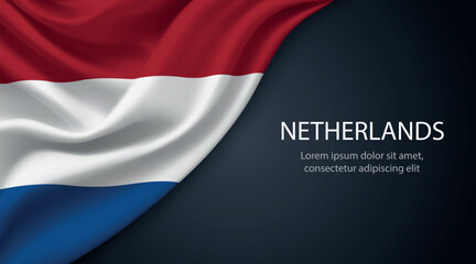 Netherlands national flag with smooth fabric texture background