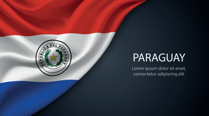 Paraguay national flag with smooth fabric texture background