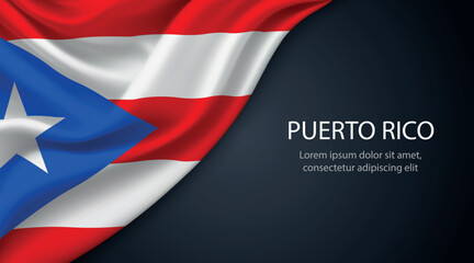 Puerto Rico national flag with smooth fabric texture background