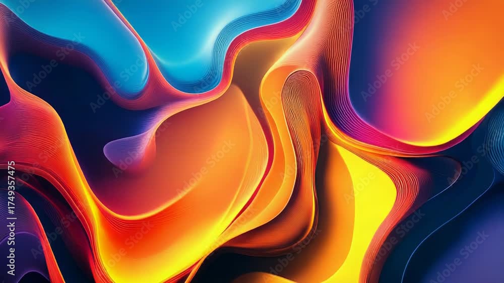 Wall mural fluid abstract background with colorful waves and gradients