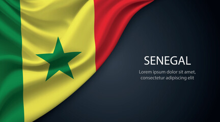 Senegal national flag with smooth fabric texture background