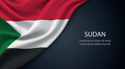 Sudan national flag with smooth fabric texture background
