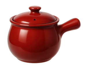 Heatproof ceramic fondue pot for melting cheese or chocolate at home.