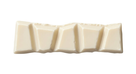 Isolated piece of white chocolate bar with distinct sections, confectionary treat, dessert