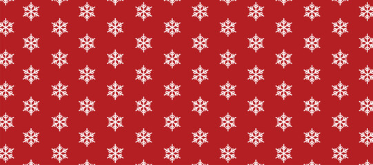 Seamless pattern of white snowflakes on vibrant red background, ideal for Christmas and winter themes. Repeating design, festive and modern, perfect for seasonal decoration, wrapping paper