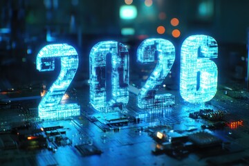 2026 Digital Code and Circuit Board New Year Card for Developers