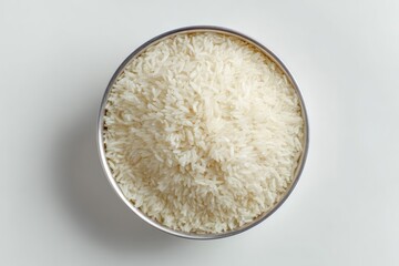 Top View of Boiled Rice Bowl with Copy Space