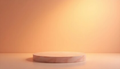 Transparent Glass Podium Display Reflecting Orange Light Harmony