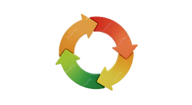 Isolated arrows in a circle, recycling concept, process cycle, infographic element