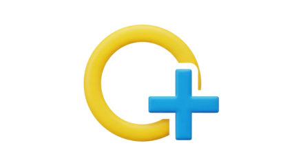Isolated Yellow Circle Symbol with Blue Plus Sign Design, a Modern Graphic Element