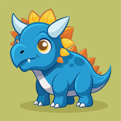 Cute Blue Cartoon Dinosaur Illustration for Children and Education Purposes