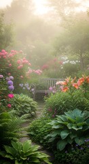 Enchanted Garden Path - A Misty Mornings Bloom.