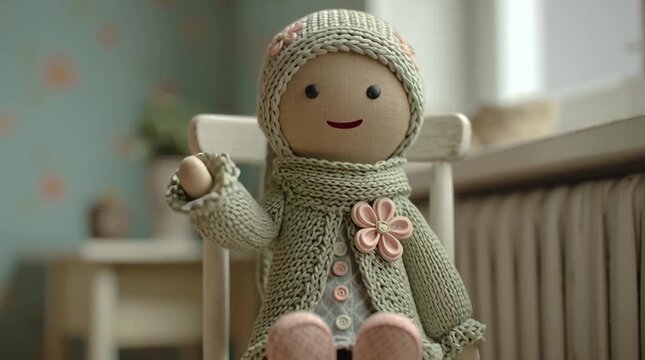 Talking Doll Moving on Chair 3D Animation
