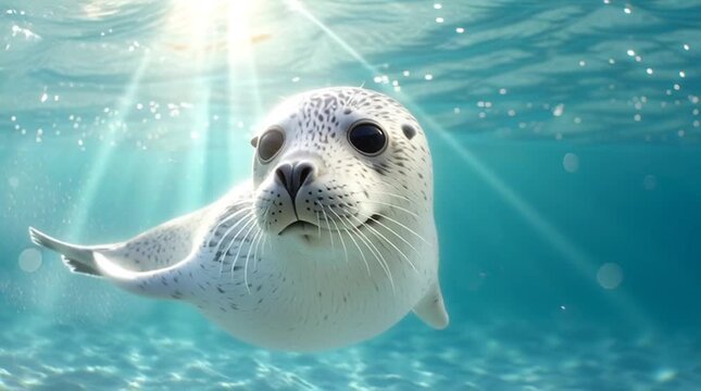 Seal Swimming in Clear Blue Ocean 3D Animation
